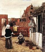 HOOCH, Pieter de, Woman and Maid in a Courtyard st